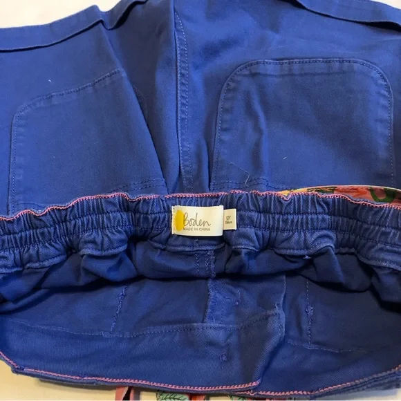 Boden Blue Twill Cargo Shorts With Pink Animal Print Belt Tie Size 13Y - Picture 7 of 9